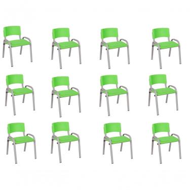 Imagem de Kit 12 Cadeira Iso Infantil Creche, Escola Base Cinza Verde Claro