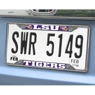 Imagem de FANMATS NCAA Louisiana State University Tigers Moldura para placa de licença cromada, 15,8 x 31,1 cm