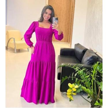 Imagem de Vestido Longo Manga Longa - RL MODAS , Fúcsia, G