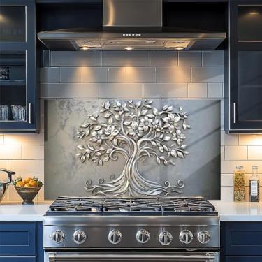 Imagem de Papel de parede de cozinha autoadesivo à prova de óleo à prova d'água Backsplash filme protetor de parede papel removível para armário 76 x 16 polegadas