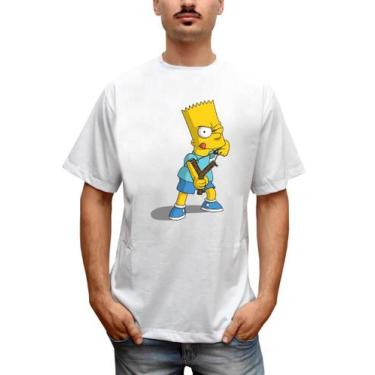 Imagem de Camiseta Masculina Bart Simpson Estilingue - Bella Store, Branco, M, H