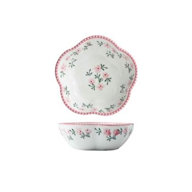 Imagem de Prato pequeno floral de cerâmica para lanche japonês sob o esmalte, tempero - rosa