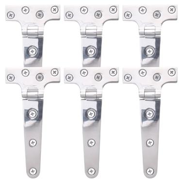 Imagem de NovelBee Pacote com 6 dobradiças em forma de T de aço inoxidável de 15 cm com parafusos, dobradiça de porta de armário de convés, dobradiça de alça de portão para cercas de madeira, porta de quintal