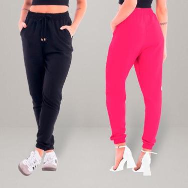 Imagem de Kit 2 Calças Jogger Feminina Duna Crepe Com Bolso e Cordão - Ju Ribeir