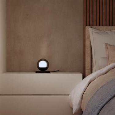 Imagem de Kit 2 Luminarias De Mesa Abajur Quarto Dormitorio De Casal Decorativo Lampada Incluso Bivolt (Preto Globo Fume)