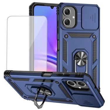 Imagem de Yodueiv Capa para Galaxy A06, capa para SamsungA06 SM-A065F com protetor de tela de vidro temperado e capa de câmera deslizante, anel magnético suporte de carro capa protetora para Samsung Galaxy A06