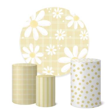 Imagem de Trio Capas Cilindro Painel Redondo 1,50m Margaridas - Fadrix, K1DAY000