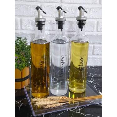 Imagem de Galheteiro 525ml, Azeite, Vinagre e Óleo com Bandeja Acrílico 25x17x2 