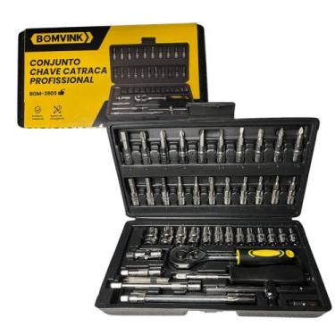 Imagem de Conjunto Chave Catraca Kit 46 Pcs 1/4 Conjunto Soquete - Bomvink