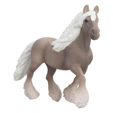 Imagem de Naroote Estatueta de Cavalos, Pequenos Plásticos de Brinquedos para Cavalos Estáveis ​​para Escritório de Família (Cavalo cinza prateado)