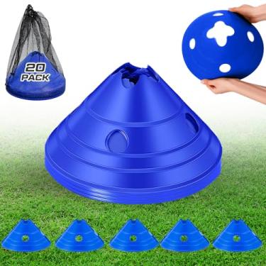 Imagem de ShinyRelief 20 peças de cones de disco jumbo de cones de futebol jumbo com bolsa de malha, grande agilidade para treinamento de futebol, esportes adultos (azul)