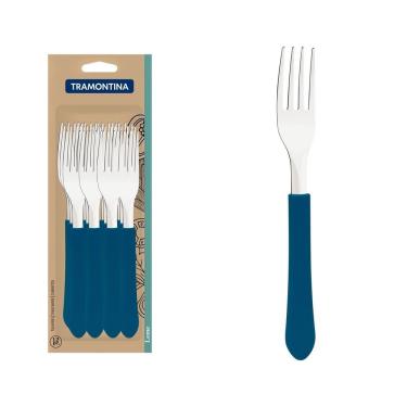 Imagem de Conjunto De Garfos De Mesa Leme Com Lâminas Em Aço Inox E Cabo Azul Oceano 12 Peças