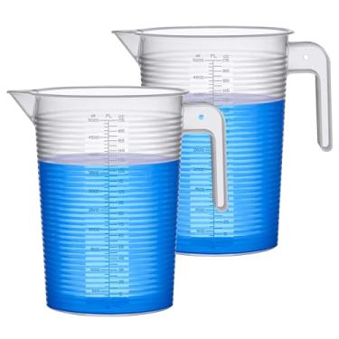 Imagem de Amazing Abby - Michelle - Jarro de medição de plástico inquebrável de 3,628 g (1 galão, 4 litros) (pacote com 2), jarro de medição com tabela de conversão, grau alimentício, seguro para lava-louças