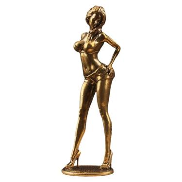 Imagem de WJXFHTD Ornamentos de senhora sexy de latão sólido, escultura corporal feminina de beleza de metal dourado para escritório, casa, biquíni 3D, estátua de modelo feminino para casal amigo, decoração de