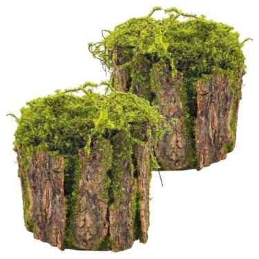 Imagem de 2x Toco Decorativo Madeira e Musgo Artificial (18cm) SMO