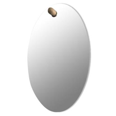 Imagem de Espelho Decorativo Pen Oval Pendurador Wood 60X40 Cm - e2g Design