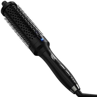 Imagem de K&K Escova De Ondulação Aquecida Upgarde, Íon Negativo, Redonda Térmica 1 1/2" Com Turmalina Cerâmica Para Um Visual Escovado, Multitemperatura, Dupla Voltagem Móvel