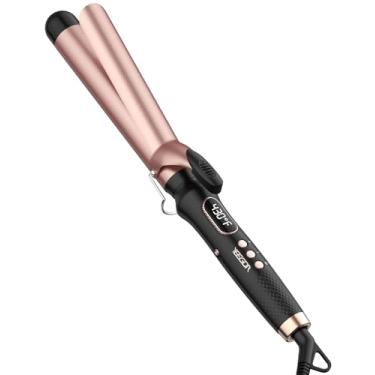 Imagem de YEEGOR Modelador de cachos de 3,8 cm (1 1/10.2 cm), corte de barril extralongo, modelador de cabelo de tensão dupla 100-240V para cachos grandes, 12 temperaturas