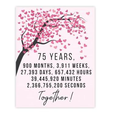Imagem de Stuff4 Pôster de 75º aniversário sem moldura - 75 anos 900 meses - Feliz aniversário de 75 anos de casamento presentes fofos para esposa companheira marido parceiro, 20 x 25 cm pôsteres de