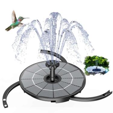 Imagem de AISITIN Fonte solar de 2,8 W para banho de pássaros atualizada em 2025, fonte de água flutuante alimentada por energia solar, bateria embutida de 1000 mAh com 7 bicos e 3 suportes integrados para