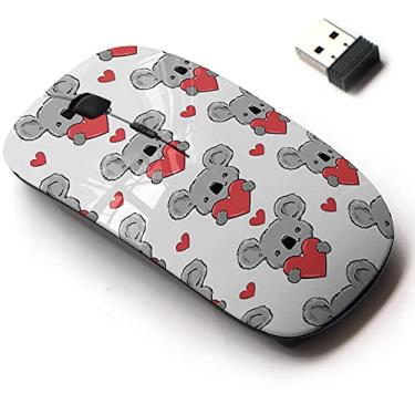 Imagem de Mouse sem fio de 2,4 G com design de padrão fofo para todos os laptops e desktops com nano receptor - coração de coala
