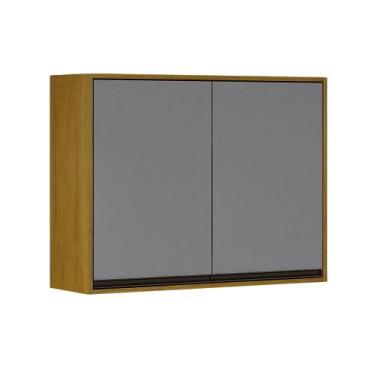 Imagem de Armário Aéreo 2 Portas Eduarda Plus CHF - CHF Móveis, Cinamomo/ Cinza 