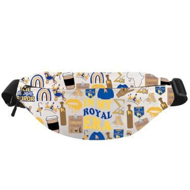 Imagem de WCGXKO Sorority Gift In My Royal Era Pretty Poodle Gold & Royal Blue Parafernalia Canvas Zipper Bolsa de cintura transversal, Pacote Royal, Casual