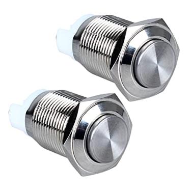 Imagem de DMWD Pacote com 2 interruptores elétricos de metal com trava de cabeça redonda de 19 mm de altura 3/10.2 cm, terminais de parafuso de furo de montagem 250V 5A 1NO