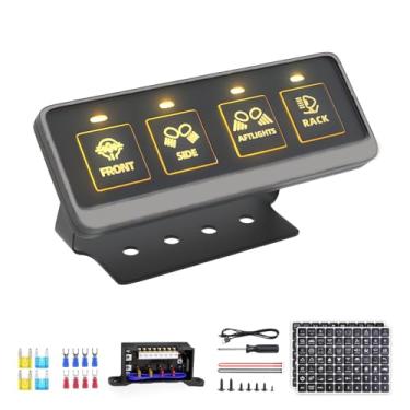 Imagem de Somaer Painel de interruptor sem fio de 4 grupos, controle remoto multifunções, painel de interruptor à prova d'água, com sistema de controle IC de circuito universal para caminhão SUV, ATV UTV, carro