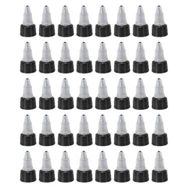 Imagem de PATIKIL Tampas de garrafa torcidas 18/410, 40 peças de tampas de substituição de garrafas de plástico com borda nervurada com junta de espuma para tampas de tinta, distribuição de cola, preto