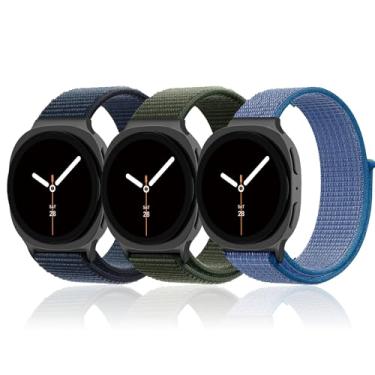 Imagem de Pacote com 3 pulseiras de nylon para Galaxy Watch 8 de 40 mm e 44 mm/Galaxy Watch 8 Classic de 46 mm / feminina, tecido macio respirável, pulseira ajustável para Samsung Galaxy Watch 8/8 Classic