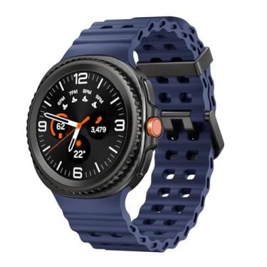 Imagem de Sodhad Pulseira esportiva de silicone marinho compatível com Samsung Galaxy Watch 8 Classic 46 mm masculina e feminina, de silicone macio, respirável para Galaxy Watch 8, pulseira de 44 mm e 40 mm