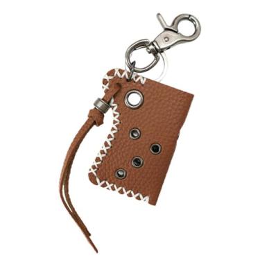 Imagem de YIJU Estojo de couro PU para isqueiro, acessório, design vintage, capa protetora para esportes, acampamento, viagem, festa, caminhada, Marrom