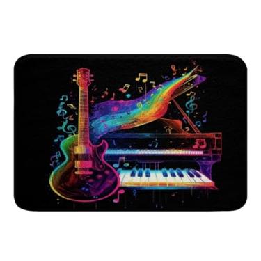 Imagem de Feelyou Tapetes de banheiro de guitarra, meninos, meninas, música, piano, para banheiro, crianças, mulheres, homens, instrumentos musicais macios, tapetes de banho com tema de música rock, tapete de