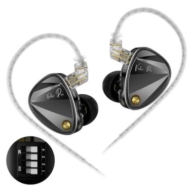 Imagem de HIFIXAUDIO Monitor intra-auricular KZ Vader Pro, fones de ouvido para jogos IEM com driver triplo dinâmico com 4 interruptores de afinação, fones de ouvido com fio HiFi - Cabo embutido destacável de 2