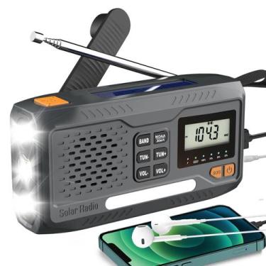 Imagem de Rádio meteorológico de emergência IronThunder com manivela solar