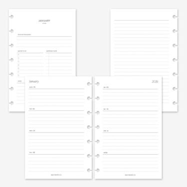 Imagem de MAY PAPER CO. 2026 Mini Happy Planner Week on Two Pages Weekly Planner Insert Agenda Refil para 7-Discs Mini HP Notebook 4,6 x 7 (forrado horizontal)