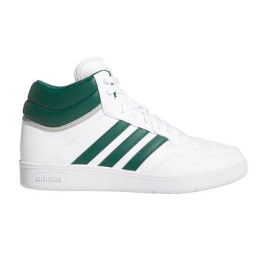 Imagem de adidas Tênis de basquete unissex adulto Hoops 4.0 cano médio, Branco/verde universitário/cinza, 36 BR