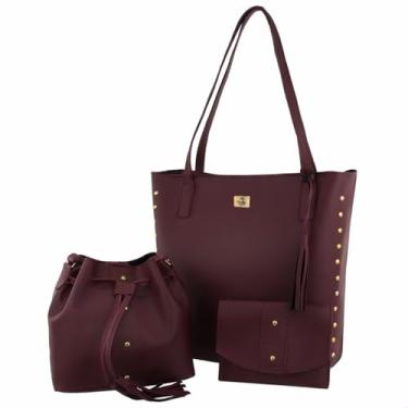 Imagem de Kit 3 Bolsas Feminina Sacola Saco Necessaire Espaçosa Casual
