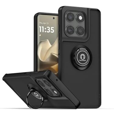 Imagem de QUIETIP Capa compatível com Motorola Edge 60 Pro, TPU + anel magnético de policarbonato rígido, capa de suporte para carro, preta