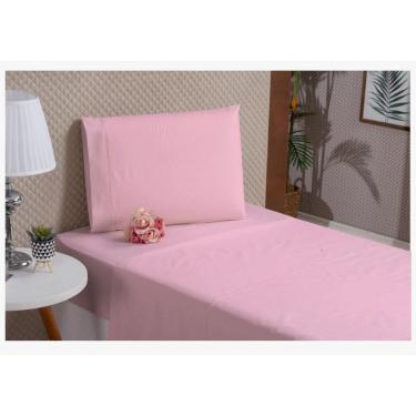 Imagem de Kit Lençol De Cima E Baixo Solteiro Percal 180 Fios Rosa