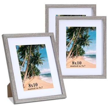 Imagem de LYYYXGYP Porta-retrato 20 x 25 cm com tapete cinza grão de madeira moldura para foto 20 x 25 cm fosco para 13 x 17 cm para montagem na parede e exibição de mesa, pacote com 3