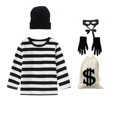 Imagem de MEDEJU Conjunto de acessórios de ladrão, fantasia de ladrão, fantasia de ladrão de banco para crianças de 11 a 14 anos