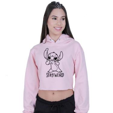 Imagem de Cropped Moletom Feminino Lilo Stitch Stay Weird - Lafre, Rosa claro, G