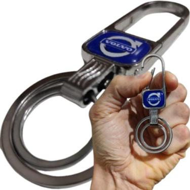Imagem de Chaveiro Metal Volvo Chave Carro Mosquetão Argola Dupla Cromado - RS