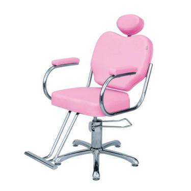 Imagem de Cadeira Poltrona Para Salão Hidráulica Talita Fixa Estofado Rosa Claro