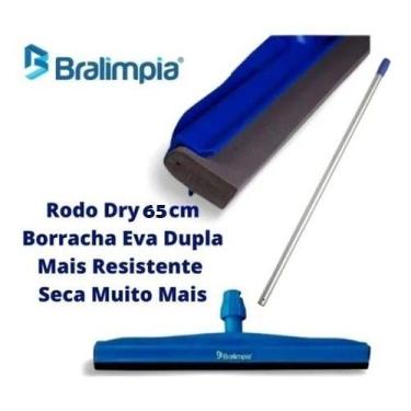 Imagem de Rodo Profissional 65cm Dry Borracha Dupla Bralimpia Com cabo