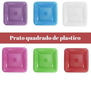 Imagem de Prato Plastico C/Quadrado Para Bolo Refeiçao 15Cm - forfest, Vermelho