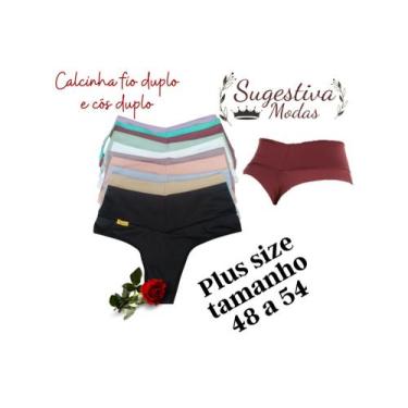 Imagem de kit 10 Plus Size Calcinhas Modeladora Cós Alto Duplo Fio Duplo Kit Lin