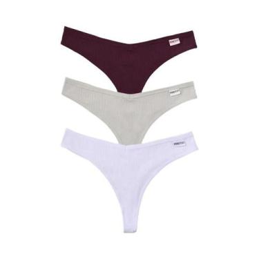 Imagem de Conjunto De 3 Peças De Tangas Femininas Sexy De Algodão Com Cintura Em
